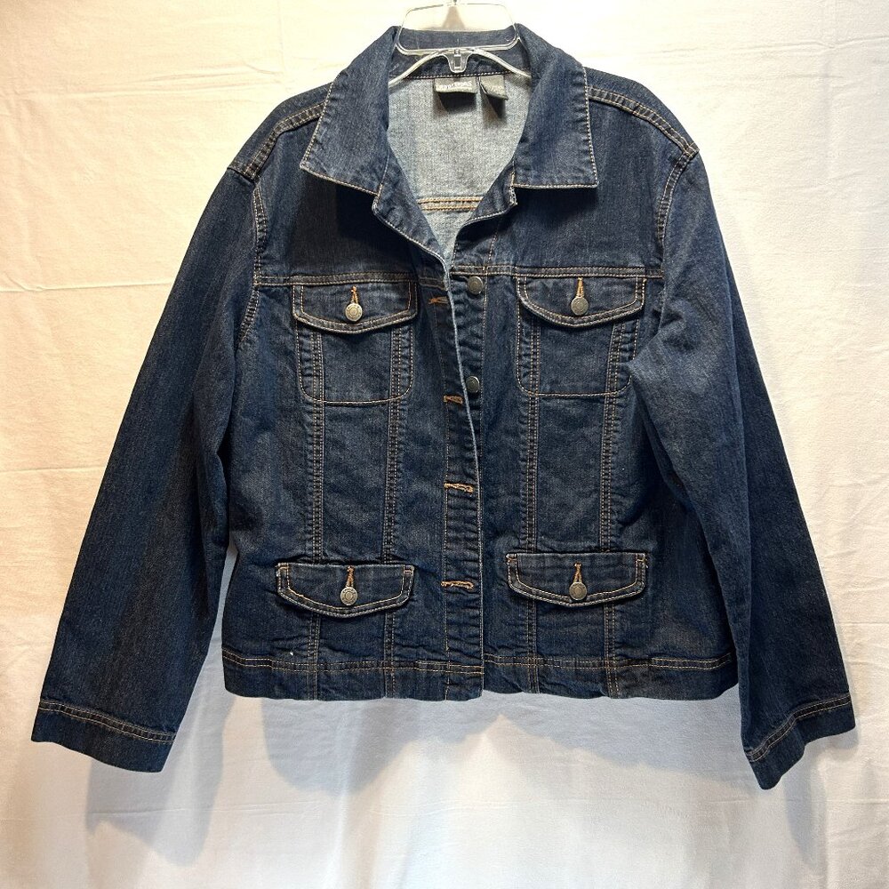 ADDITIONS by Chicos Women Jacket LG (2) Jeans Button-up Denim Rockabilly Western